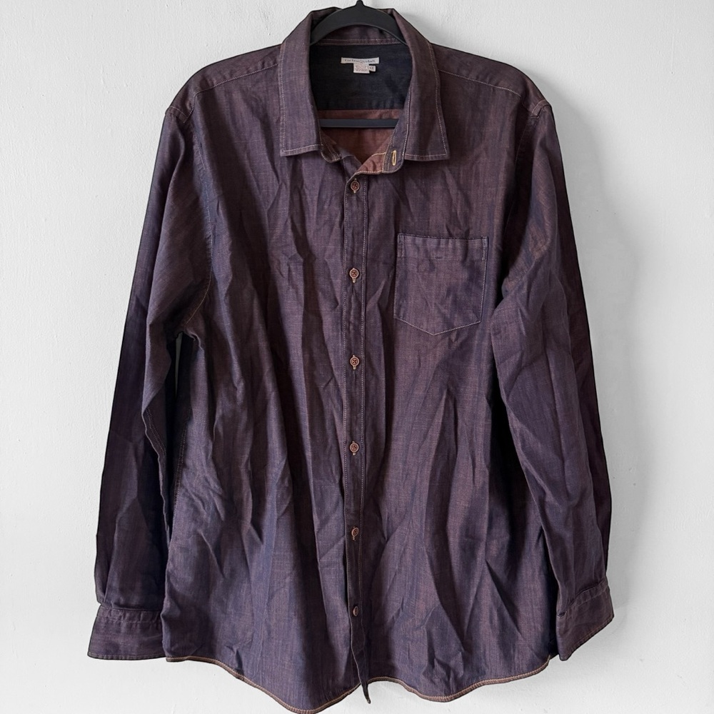 Carbon 2 Cobalt Halcyon Button Up Shirt Brown Long Sleeve SZ Large Tall